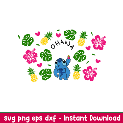 ohana summer full wrap, ohana summer stitch full wrap svg, starbucks svg, coffee ring svg, cold cup svg, eps,dxf,png fil