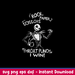 rock paper scissors throat punch i win svg, skellington svg, pnf dxf eps file