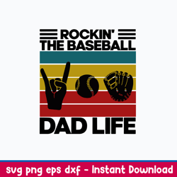 rockin the baseball dad life svg, dad svg, png dxf eps file