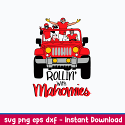 rolling with mahomies chiefs jeep svg, kansas city chiefs svg, png dxf eps file