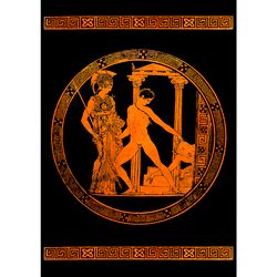 athena and theseus with the dead minotaur. ancient mythology decor. 143.
