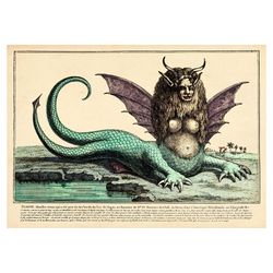 harpy - monster from ancient mythology. vintage style bestiary wall decor. 89.