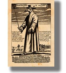 plague doctor. black death poster. dark medieval art print. 0009.