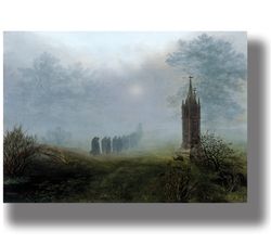 procession in the fog. ernst ferdinand oehme. beautiful esoteric art. german romantic art. mysterious landscape. 783.