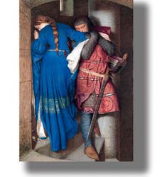 hellelil and hildebrand, the meeting on the turret stairs. medieval reproduction. classic art. beautiful decor. 881.