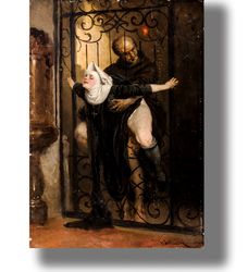 the sin. catholic priest and nun have sex art print. lust home decor. immoral decoration. sex picture. 996.