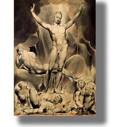 william blake. satan arousing the rebel angels. esoteric home decor. luciferian gift. mystical art print. 121.