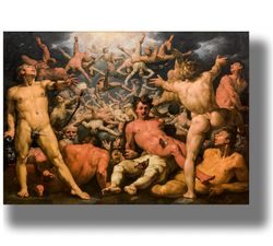 the fall of the titans. cornelis cornelisz van haarlem. poster on canvas, handmade paper and matte cardboard. 483.