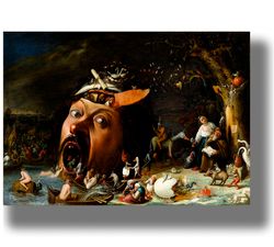 temptation of st anthony. joos van craesbeeck. canvas print. poster on plywood. art matte paper reproduction. 698