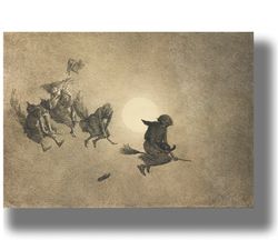 william holbrook beard. the witche's ride. flying witch poster. witches sabbath art. gift for a sorcerer. 470.