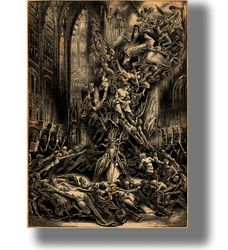 the witches' sabbath. witches art print. occult demonic poster. a gift with black magic. dark gothic home decor. 701.