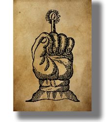 the glorious hand is a magical artifact. magic art print. ancient magical art. witchcraft wall decor. 2.