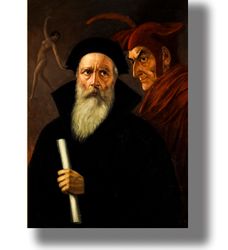 faust und mephisto. gothic and medieval art poster. color portrait in the style of the middle ages. 3.