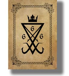 sigil of lucifer. luciferian art print. poster with the sign 666. reproduction of the pentacle of the fallen angel. 146