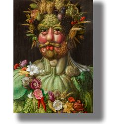 vertumnus is the ancient italian god of the seasons. surreal art by giuseppe arcimboldo. fantasy art print. 646.