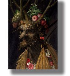 four seasons in one head. surrealist painting by giuseppe arcimboldo. psychedelic art. a renaissance-style poster. 597.