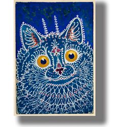 a cat in gothic style. psychedelic art print. cat print. surreal artwork. an extraordinary gift. crazy style art. 61.