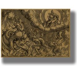 demons, sinners and hellmouth. religious art print. demonic wall decor. occult gift. inferno home deocration. 6.