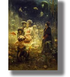 sadko in the underwater kingdom. ilya repin painting. illustration of a russian folk tale. fantastic decor. 715.