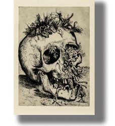 otto dix. skull. german expressionist painting. macabre dead head. human skull wall hanging. avant-garde art. 139.