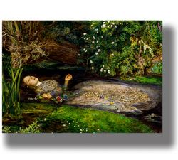 john everett millais. ophelia. painting in the pre-raphaelite style. classics of world painting. drowned dead girl. 44.