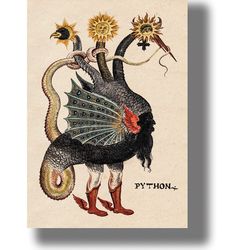 ancient greek demon typhon. monster art print. demonic poster decoration. poster of ancient religion. 0127.