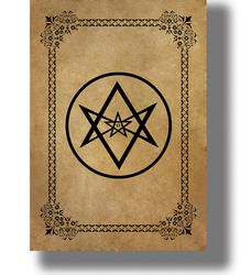 unicursal hexagram. aleister crowley print. a ritual poster for an esoteric altar. picture with a six-pointed star. 206.