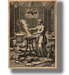 the witch casts a spell over the cauldron. witch art print. magical ephemera. witchcraft spell art. witch artwork. 281.