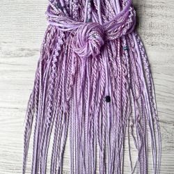 lilac double ended synthetic dreads, boho dreadlocks, lavender color crocheted dreadlocks, full set de dreads and braids