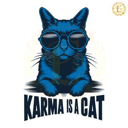 retro music lover karma is a cat svg digital download files