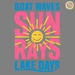 vintage boat waves sun rays lake days svg digital download files