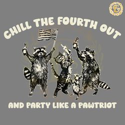 vintage chill the fourth out usa flag funny racoon svg