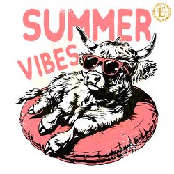 retro vintage summer vibes highland cow svg