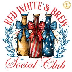 red white and brew social club 4th of july beer png digital download files