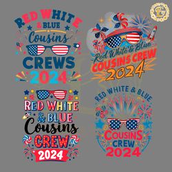 red white and blue cousin crew svg png bundle