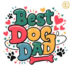 groovy best dog dad hearts bone svg digital download files