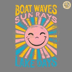 summer vibes boat waves sun rays lake day svg