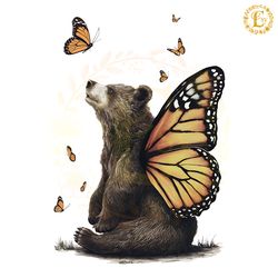 bear with butterfly wings vintage png digital download files