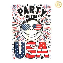 funny party in the usa smile face svg digital download files