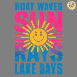 boat waves sun rays lake days retro svg digital download files
