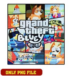 grand theft bluey family characters cartoon png