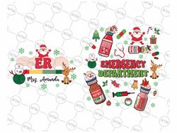 personalized nurse christmas png,, emergency department christmas png, custom name christmas er nurse, christmas png, di