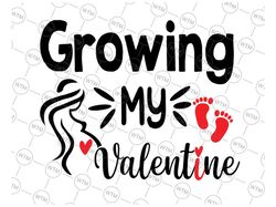 growing my valentine pregnancy announcement svg png, pregnancy svg, valentines svg, growing my valentine svg, silhouette