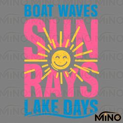 vintage boat waves sun rays lake days svg