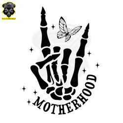 retro motherhood skeleton hand png digital download files