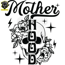 motherhood floral skull funny mom png digital download files