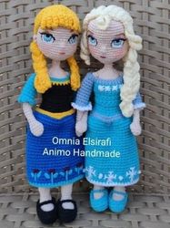 princesses elsa and anna dolls amigurumi crochet pattern