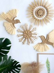 decorative wall birds, wicker birds decor, nursery wall decor, wicker wall decor, wicker wall birds,boho kids room decor