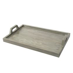 wood rustic serving tray coffee table with handles for living room, kitchen, dining room, cabinet