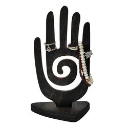 wooden hand-shaped jewelry display stand holder organizer for earrings, rings, watches, necklaces